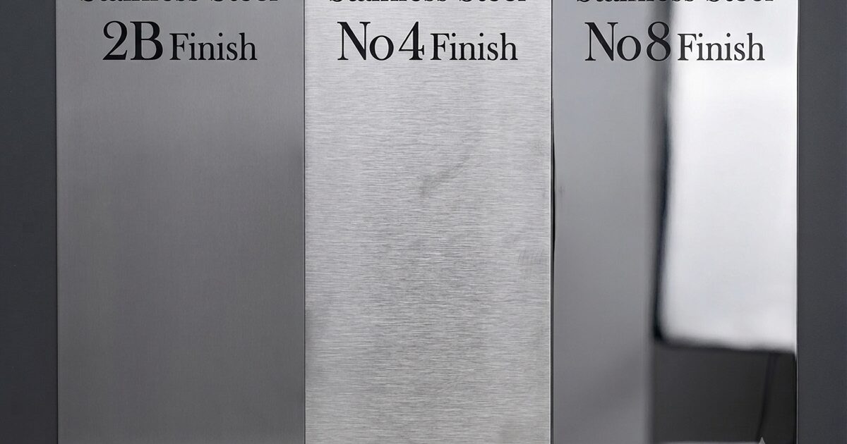 Stainless steel 2B, No. 4 and No. 8 finishes.